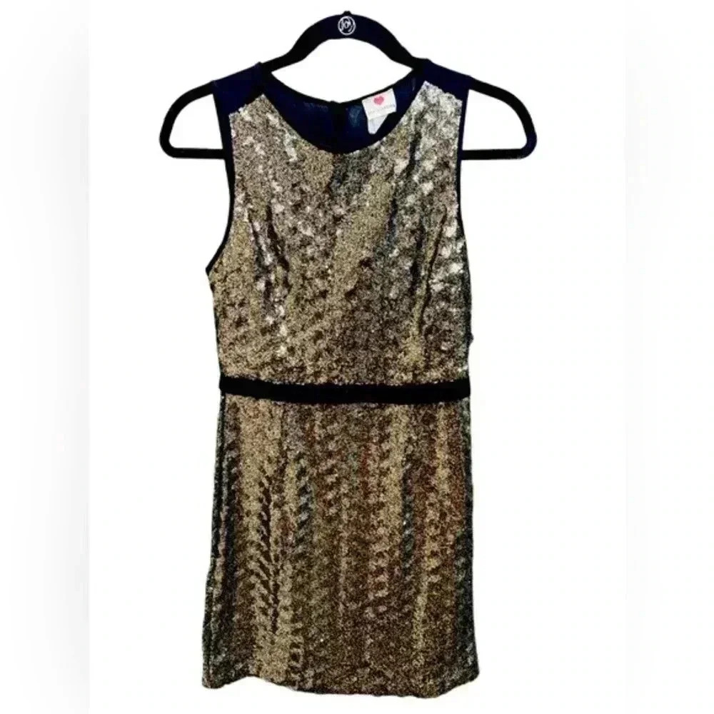 One Clothing Gold Sequin Party‎ Dress Sleeveless Cocktail Evening Mini Dress E28